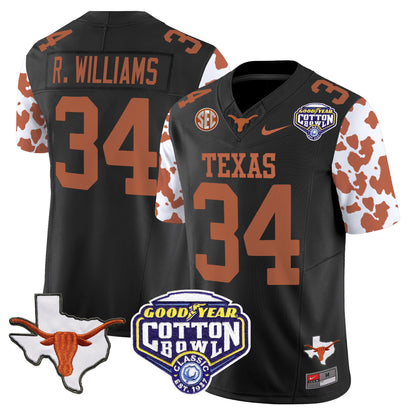 Texas Longhorns Cow Spots Cotton Bowl Patch Vapor Limited Jersey - All Stitched