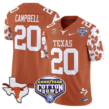 Texas Longhorns Cow Spots Cotton Bowl Patch Vapor Limited Jersey - All Stitched