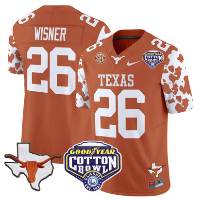 Texas Longhorns Cow Spots Cotton Bowl Patch Vapor Limited Jersey - All Stitched