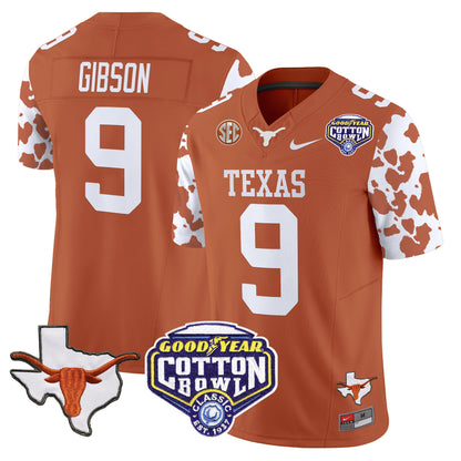 Texas Longhorns Cow Spots Cotton Bowl Patch Vapor Limited Jersey - All Stitched