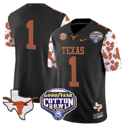 Texas Longhorns Cow Spots Cotton Bowl Patch Vapor Limited Jersey - All Stitched