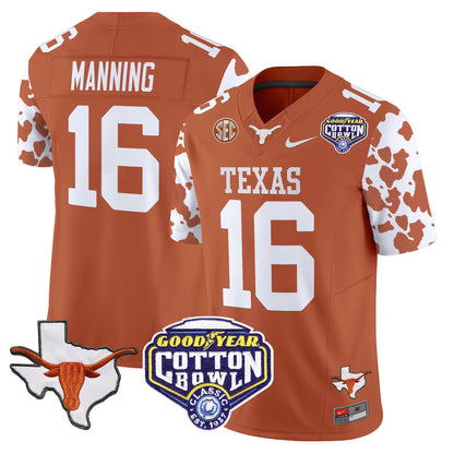 Texas Longhorns Cow Spots Cotton Bowl Patch Vapor Limited Jersey - All Stitched