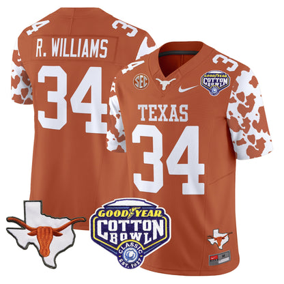 Texas Longhorns Cow Spots Cotton Bowl Patch Vapor Limited Jersey - All Stitched