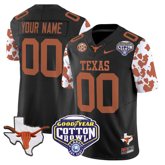 Texas Longhorns Cow Spots Cotton Bowl Patch Vapor Limited Custom Jersey - All Stitched