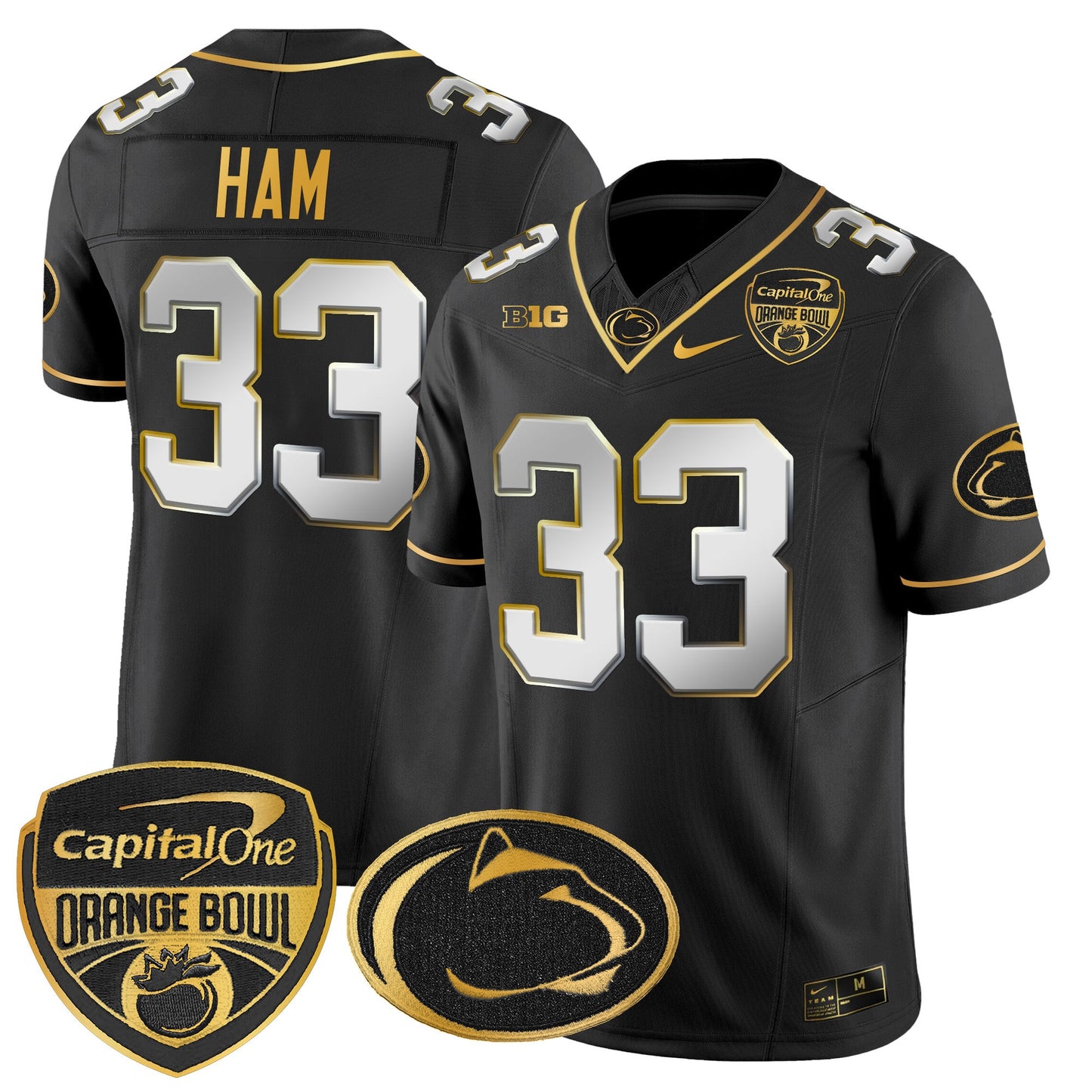 Penn State Nittany Lions Orange Bowl Patch Gold Vapor Limited Jersey - All Stitched