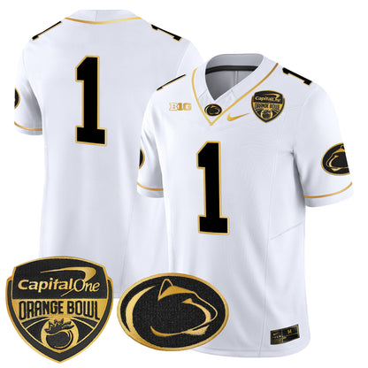 Penn State Nittany Lions Orange Bowl Patch Gold Vapor Limited Jersey - All Stitched