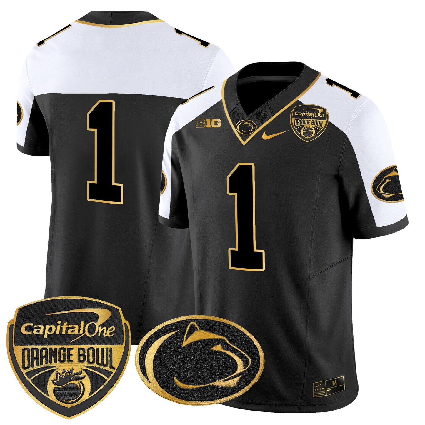 Penn State Nittany Lions Orange Bowl Patch Gold Vapor Limited Jersey - All Stitched