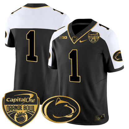 Penn State Nittany Lions Orange Bowl Patch Gold Vapor Limited Jersey - All Stitched