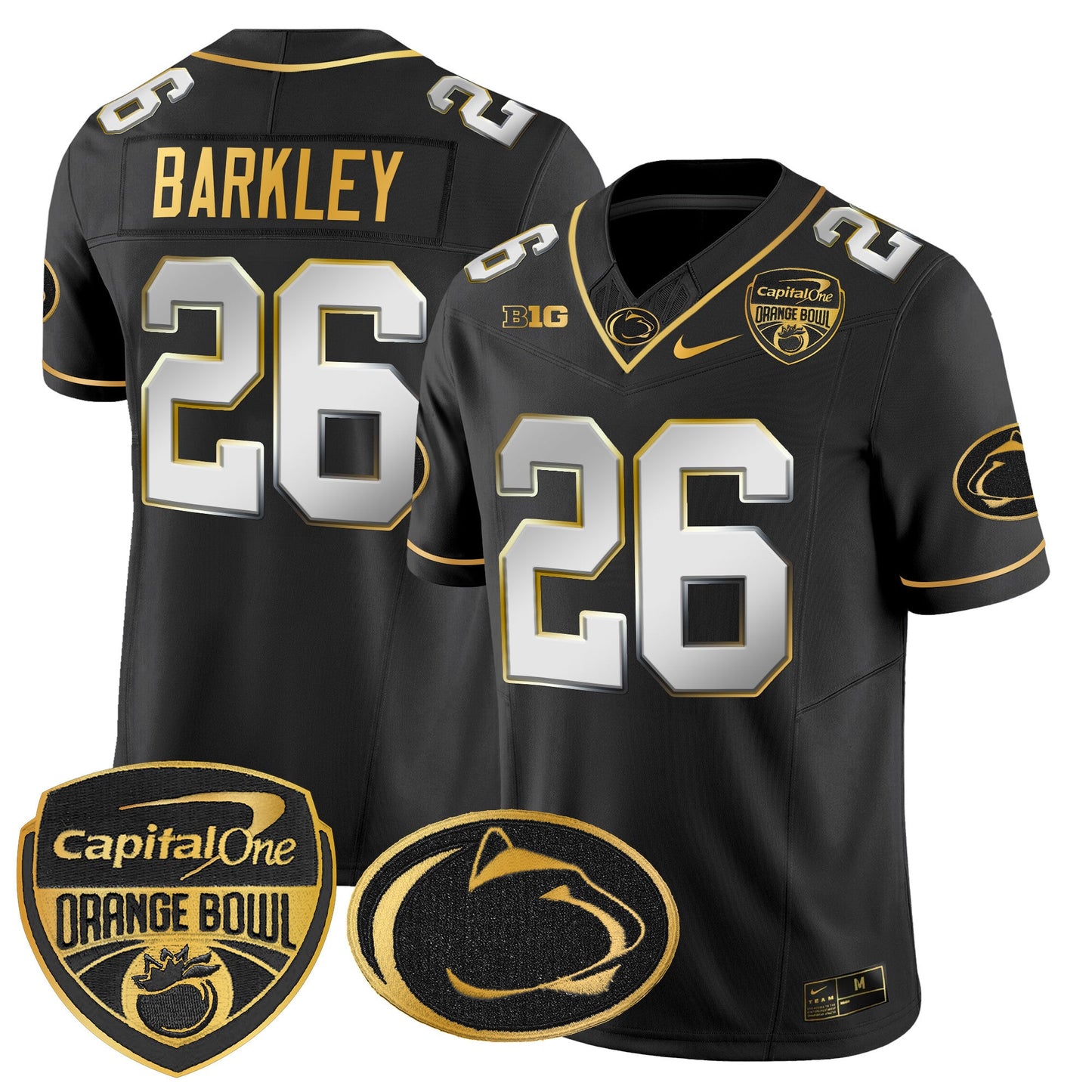 Penn State Nittany Lions Orange Bowl Patch Gold Vapor Limited Jersey - All Stitched