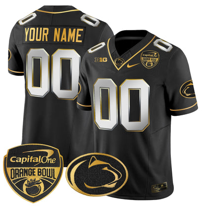 Penn State Nittany Lions Orange Bowl Patch Gold Vapor Limited Custom Jersey - All Stitched