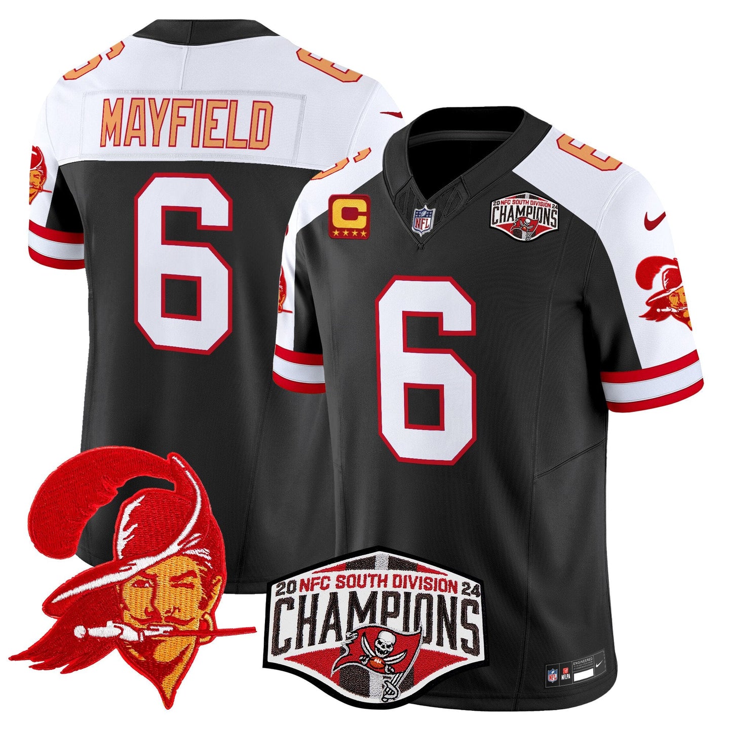 Tampa Bay Buccaneers Throwback 2024 NFC South Division Champions Patch Vapor Limited Jersey - All Stitched