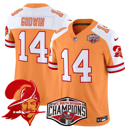 Tampa Bay Buccaneers Throwback 2024 NFC South Division Champions Patch Vapor Limited Jersey - All Stitched