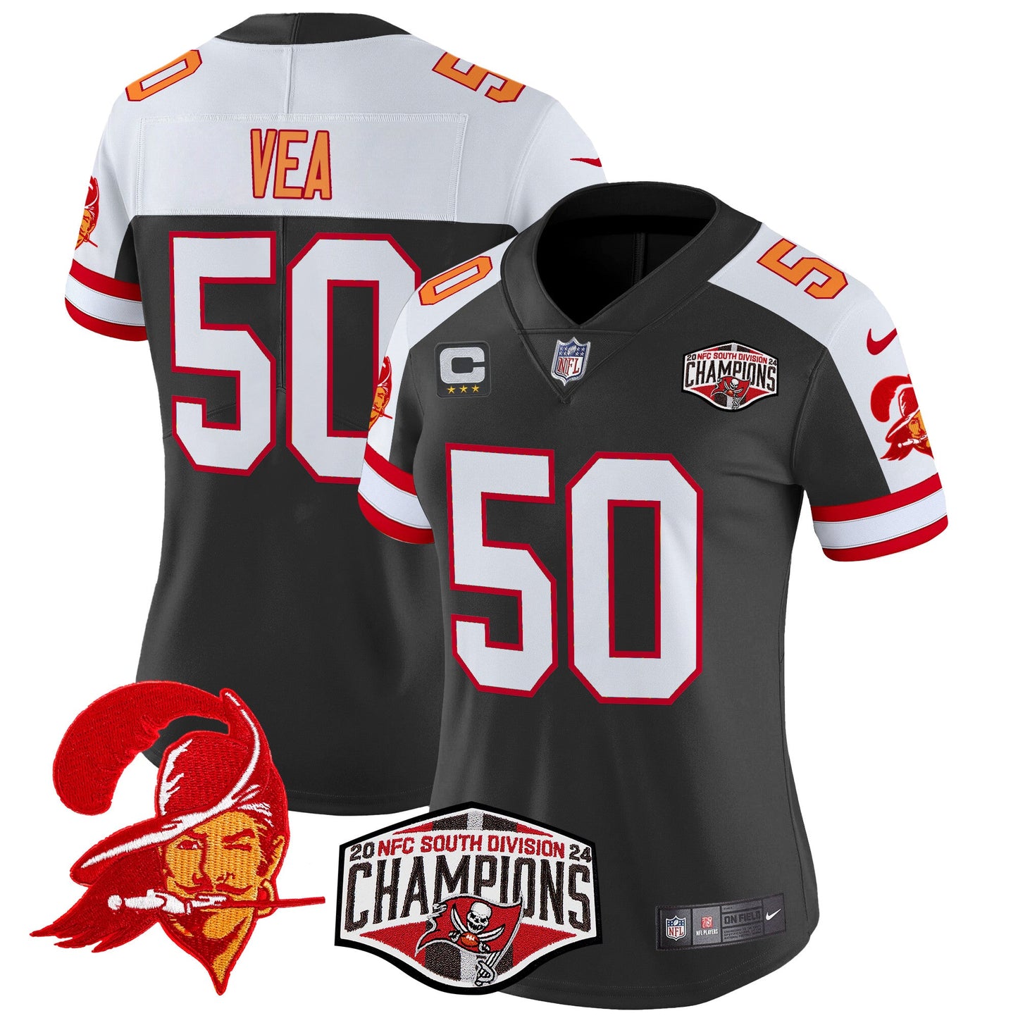 Women's Tampa Bay Buccaneers Creamsicle 2024 NFC South Division Champions Patch Vapor Limited Jersey - All Stitched