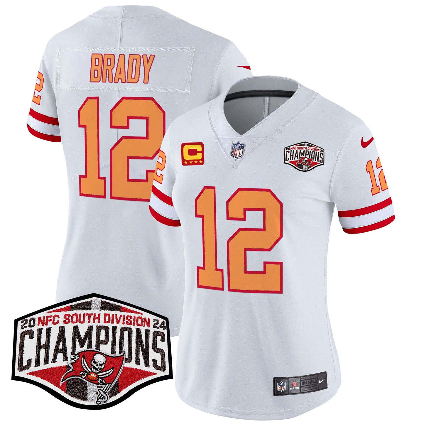Women's Tampa Bay Buccaneers Creamsicle 2024 NFC South Division Champions Patch Vapor Limited Jersey - All Stitched
