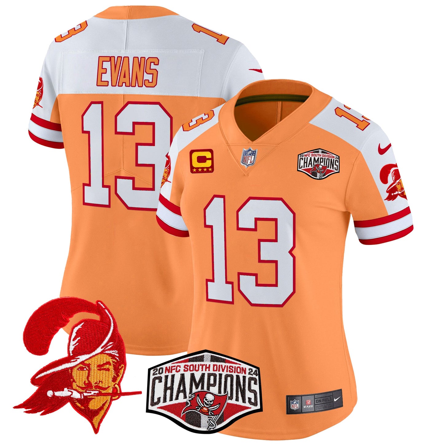 Women's Tampa Bay Buccaneers Creamsicle 2024 NFC South Division Champions Patch Vapor Limited Jersey - All Stitched