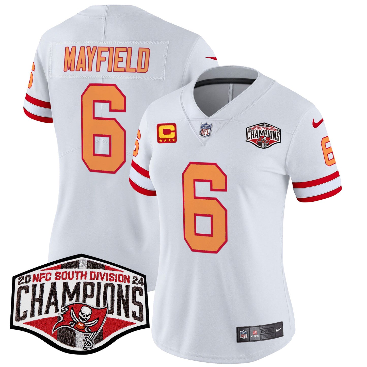 Women's Tampa Bay Buccaneers Creamsicle 2024 NFC South Division Champions Patch Vapor Limited Jersey - All Stitched