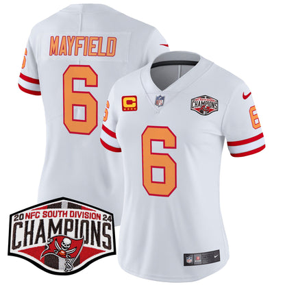Women's Tampa Bay Buccaneers Creamsicle 2024 NFC South Division Champions Patch Vapor Limited Jersey - All Stitched