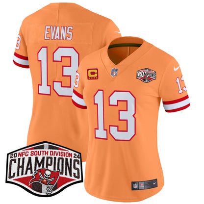 Women's Tampa Bay Buccaneers Creamsicle 2024 NFC South Division Champions Patch Vapor Limited Jersey - All Stitched