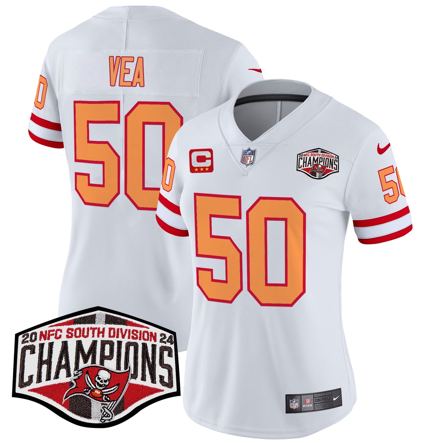 Women's Tampa Bay Buccaneers Creamsicle 2024 NFC South Division Champions Patch Vapor Limited Jersey - All Stitched