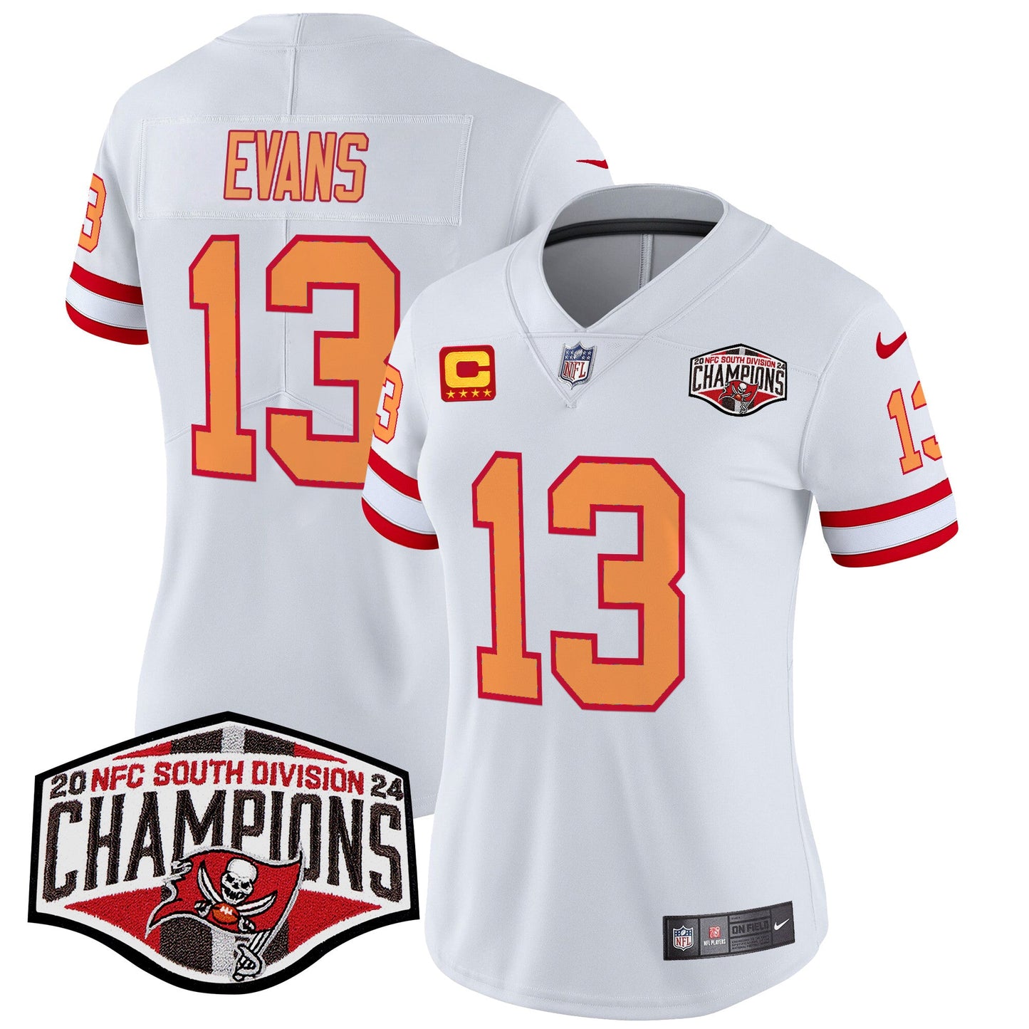 Women's Tampa Bay Buccaneers Creamsicle 2024 NFC South Division Champions Patch Vapor Limited Jersey - All Stitched
