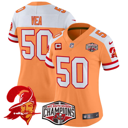 Women's Tampa Bay Buccaneers Creamsicle 2024 NFC South Division Champions Patch Vapor Limited Jersey - All Stitched