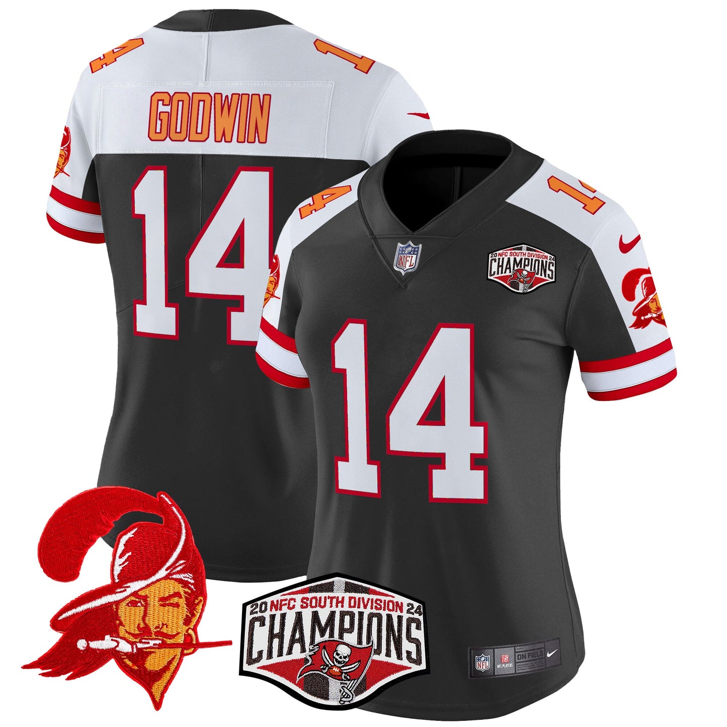 Women's Tampa Bay Buccaneers Creamsicle 2024 NFC South Division Champions Patch Vapor Limited Jersey - All Stitched