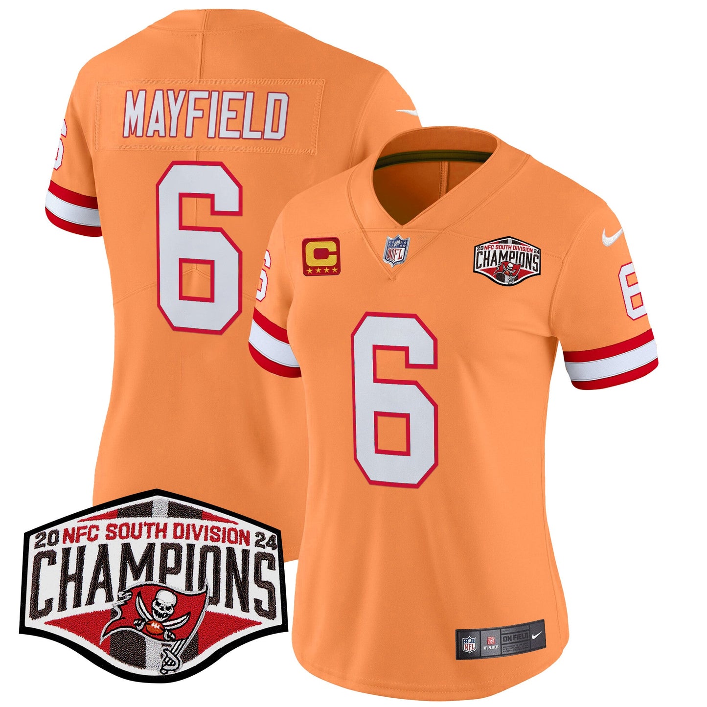 Women's Tampa Bay Buccaneers Creamsicle 2024 NFC South Division Champions Patch Vapor Limited Jersey - All Stitched