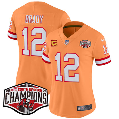Women's Tampa Bay Buccaneers Creamsicle 2024 NFC South Division Champions Patch Vapor Limited Jersey - All Stitched