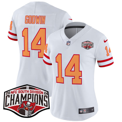 Women's Tampa Bay Buccaneers Creamsicle 2024 NFC South Division Champions Patch Vapor Limited Jersey - All Stitched
