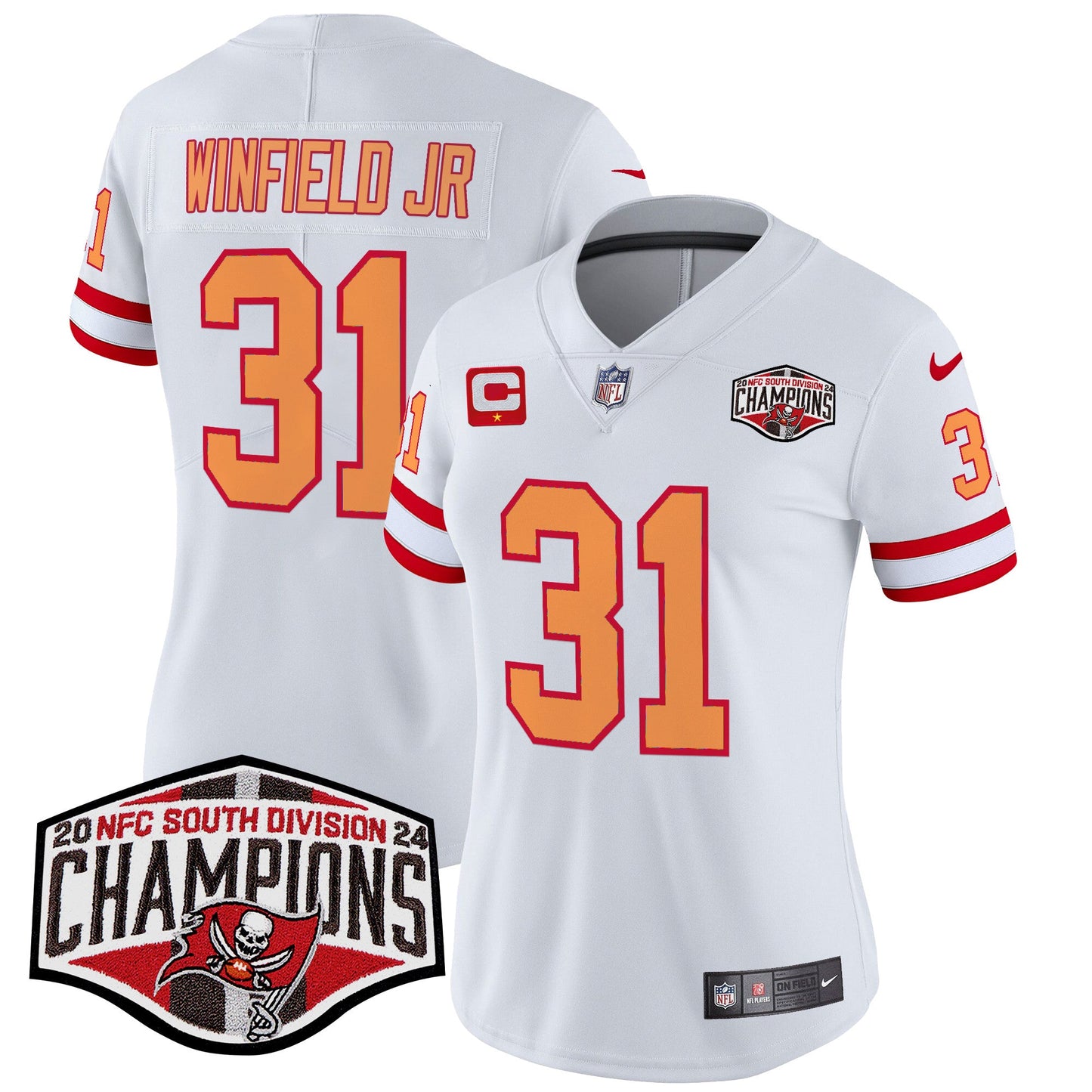 Women's Tampa Bay Buccaneers Creamsicle 2024 NFC South Division Champions Patch Vapor Limited Jersey - All Stitched