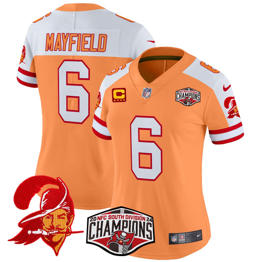 Women's Tampa Bay Buccaneers Creamsicle 2024 NFC South Division Champions Patch Vapor Limited Jersey - All Stitched