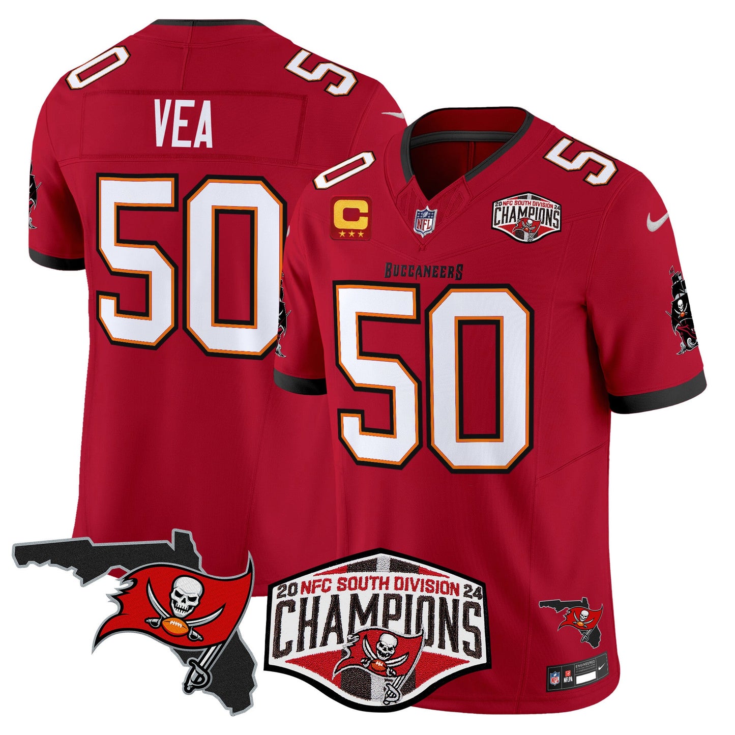 Buccaneers 2024 NFC South Division Champions Patch Vapor Limited Jersey - All Stitched