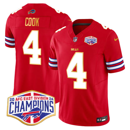 Bills 2024 AFC East Division Champions Gold Trim Vapor Limited Jersey - All Stitched