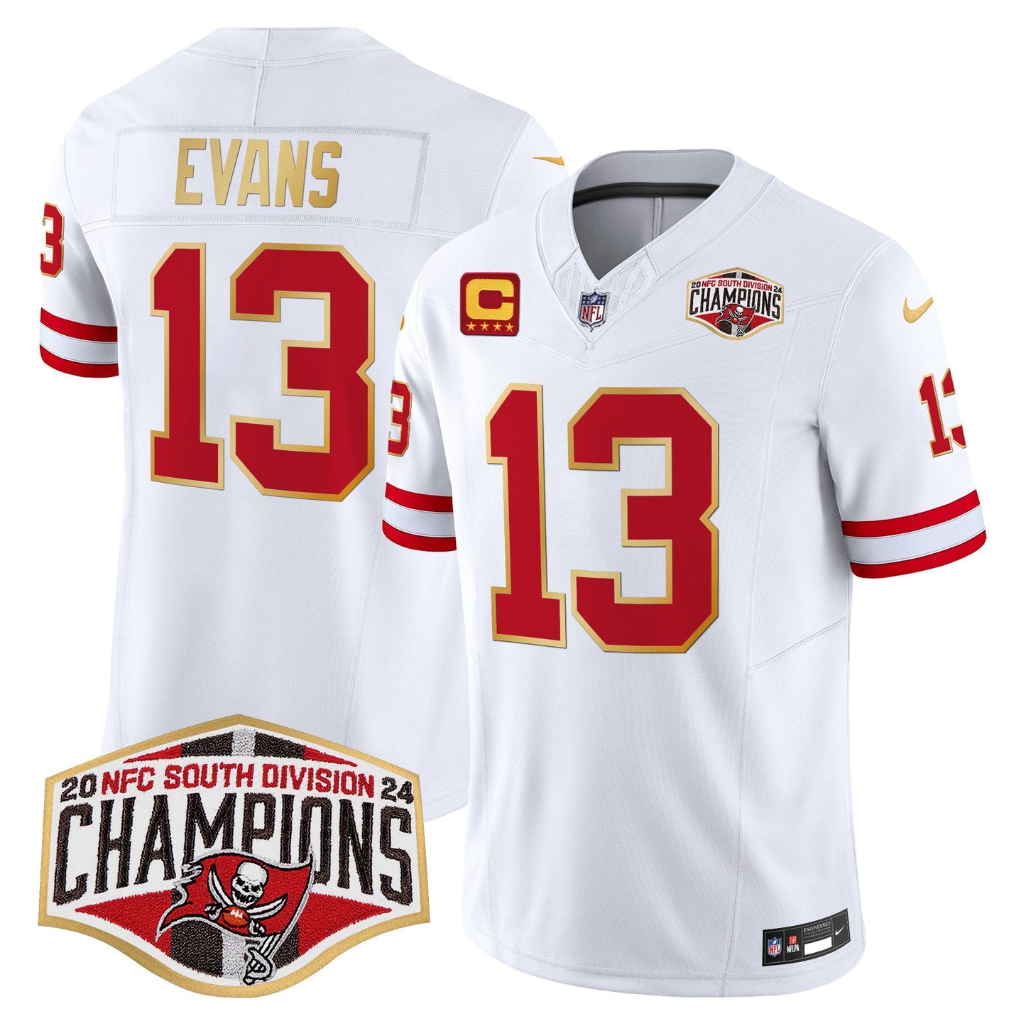 Buccaneers Creamsicle 2024 NFC South Division Champions Patch Gold Trim Vapor Limited Jersey - All Stitched