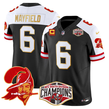 Buccaneers Creamsicle 2024 NFC South Division Champions Patch Gold Trim Vapor Limited Jersey - All Stitched