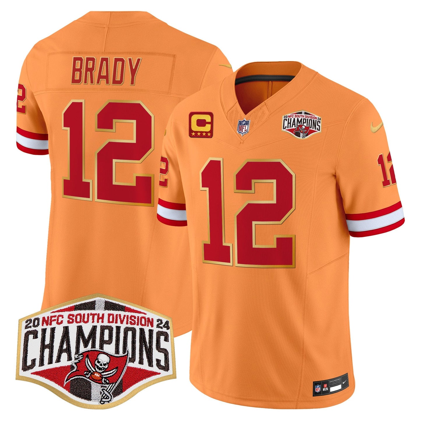 Buccaneers Creamsicle 2024 NFC South Division Champions Patch Gold Trim Vapor Limited Jersey - All Stitched