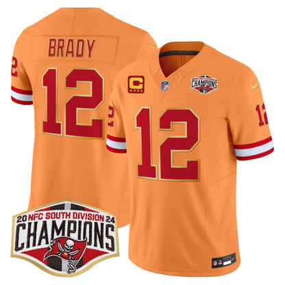 Buccaneers Creamsicle 2024 NFC South Division Champions Patch Gold Trim Vapor Limited Jersey - All Stitched