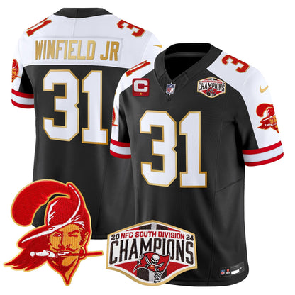 Buccaneers Creamsicle 2024 NFC South Division Champions Patch Gold Trim Vapor Limited Jersey - All Stitched