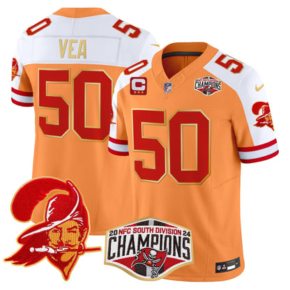 Buccaneers Creamsicle 2024 NFC South Division Champions Patch Gold Trim Vapor Limited Jersey - All Stitched