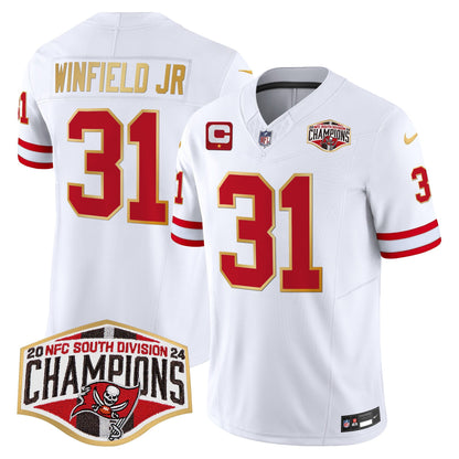 Buccaneers Creamsicle 2024 NFC South Division Champions Patch Gold Trim Vapor Limited Jersey - All Stitched