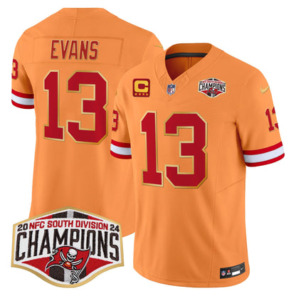 Buccaneers Creamsicle 2024 NFC South Division Champions Patch Gold Trim Vapor Limited Jersey - All Stitched