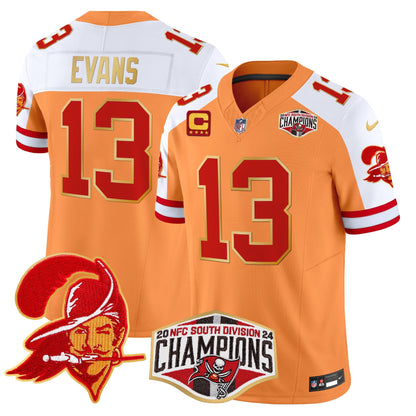 Buccaneers Creamsicle 2024 NFC South Division Champions Patch Gold Trim Vapor Limited Jersey - All Stitched
