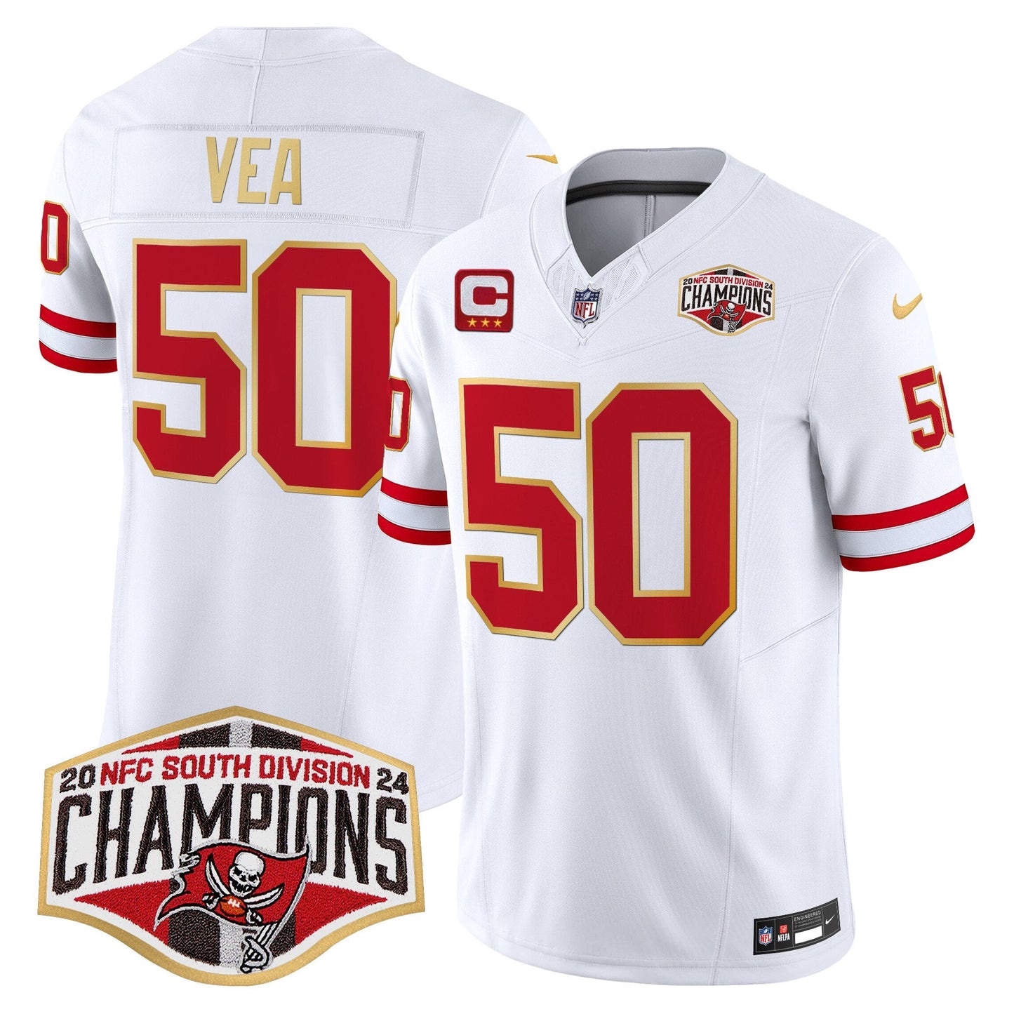 Buccaneers Creamsicle 2024 NFC South Division Champions Patch Gold Trim Vapor Limited Jersey - All Stitched