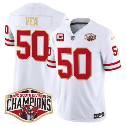 Buccaneers Creamsicle 2024 NFC South Division Champions Patch Gold Trim Vapor Limited Jersey - All Stitched