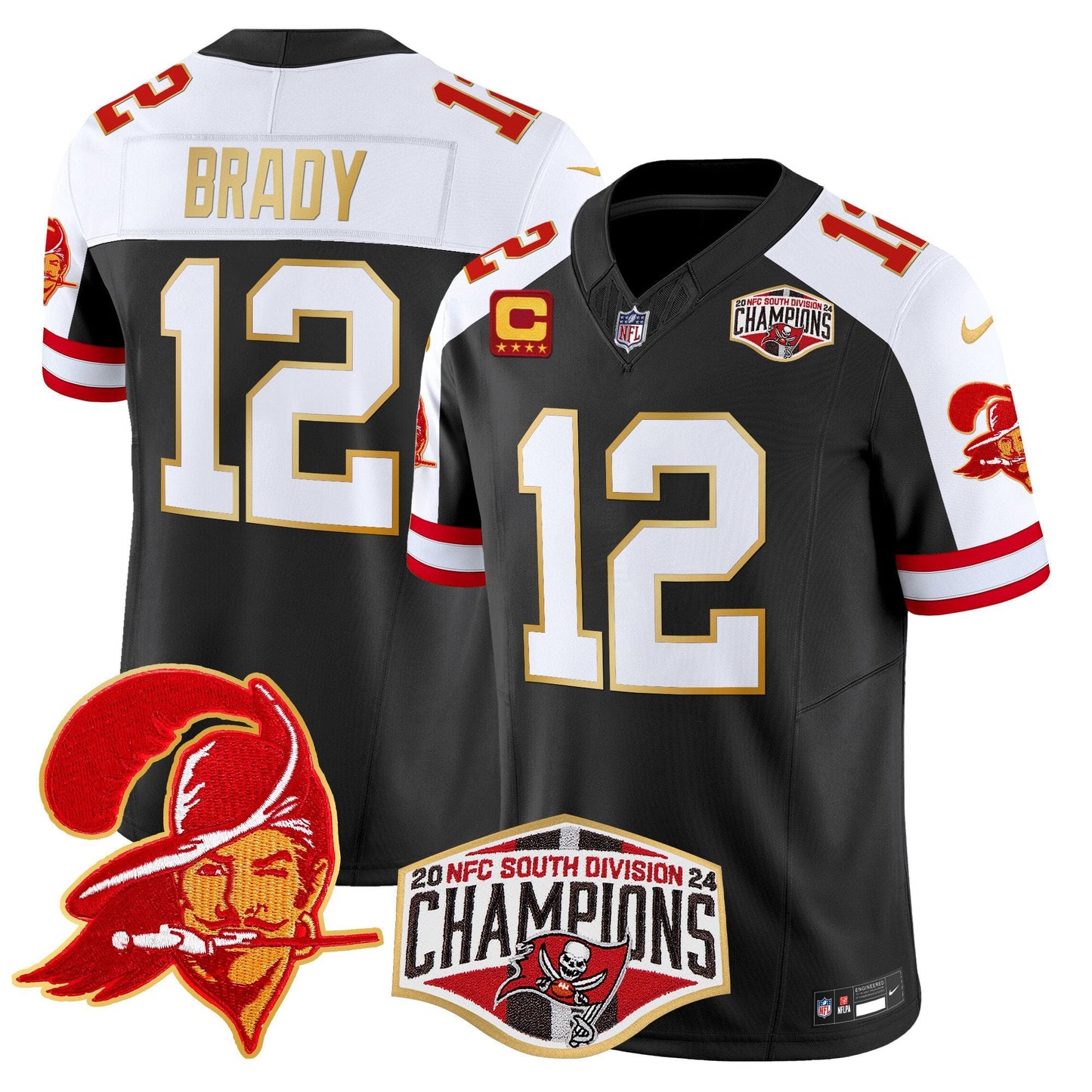 Buccaneers Creamsicle 2024 NFC South Division Champions Patch Gold Trim Vapor Limited Jersey - All Stitched