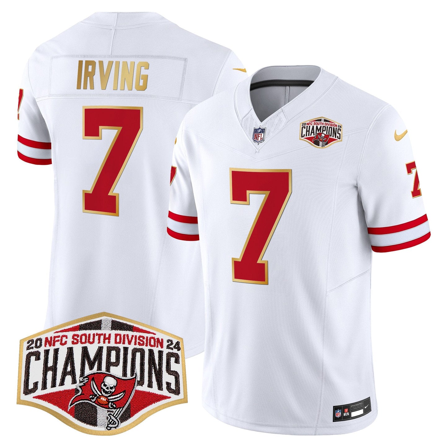 Buccaneers Creamsicle 2024 NFC South Division Champions Patch Gold Trim Vapor Limited Jersey - All Stitched