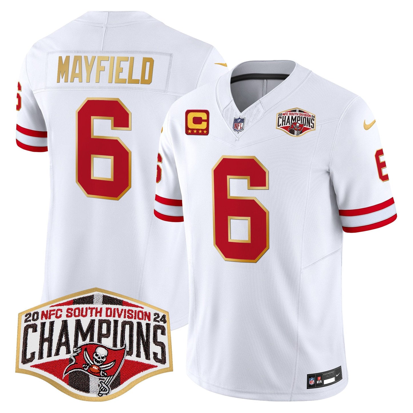 Buccaneers Creamsicle 2024 NFC South Division Champions Patch Gold Trim Vapor Limited Jersey - All Stitched