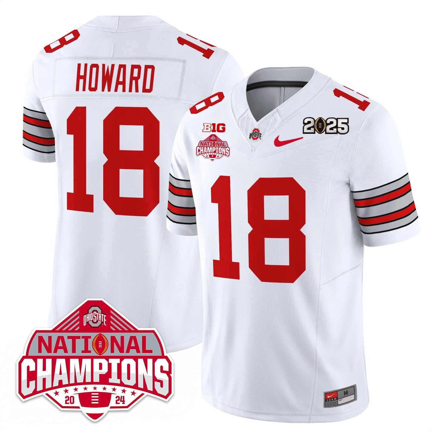 Men's Ohio State Buckeyes 'Heritage Stripe' 2025 CFP Patch - National Champions Jersey - All Stitched