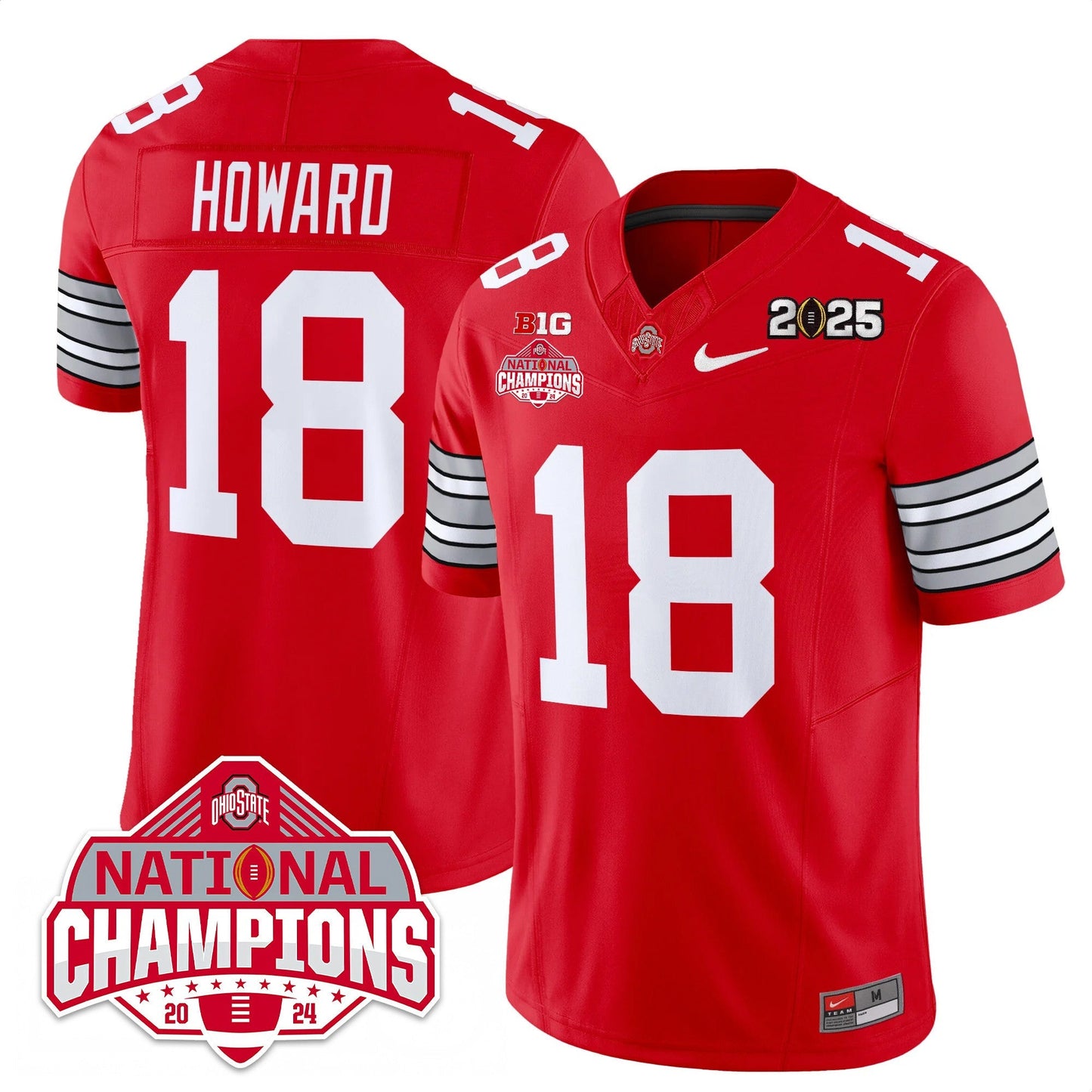 Men's Ohio State Buckeyes 'Heritage Stripe' 2025 CFP Patch - National Champions Jersey - All Stitched