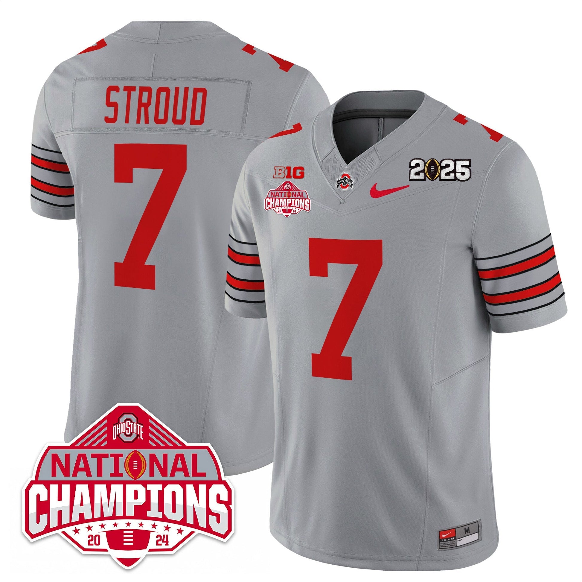 Men's Ohio State Buckeyes 'Heritage Stripe' 2025 CFP Patch - National Champions Jersey - All Stitched